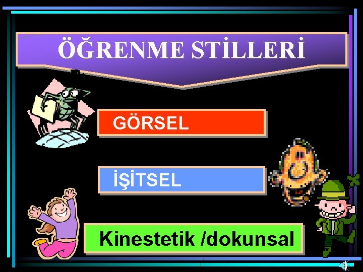 ÖĞRENME STİLLERİ GÖRSEL İŞİTSEL Kinestetik /dokunsal 