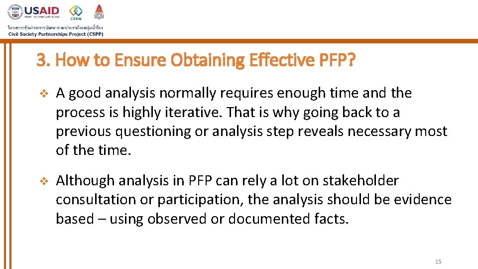 3. How to Ensure Obtaining Effective PFP? v A good analysis normally requires enough
