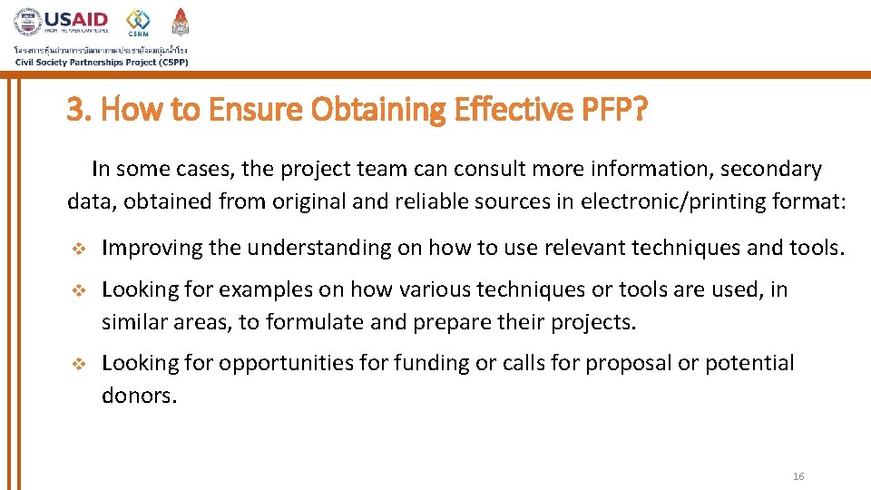 3. How to Ensure Obtaining Effective PFP? In some cases, the project team can