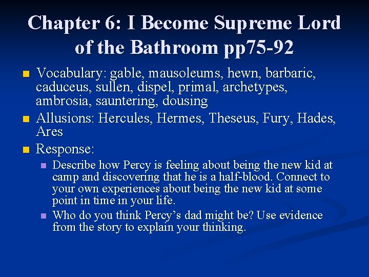 Chapter 6: I Become Supreme Lord of the Bathroom pp 75 -92 n n Chapter 6: I Become Supreme Lord of the Bathroom pp 75 -92 n n