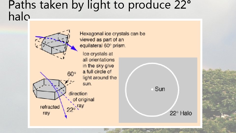 Paths taken by light to produce 22° halo 