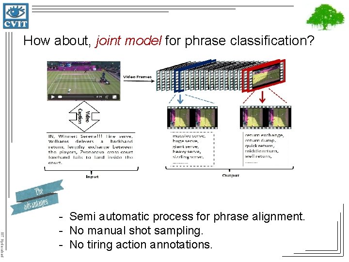 How about, joint model for phrase classification? IIIT Hyderabad - Semi automatic process for