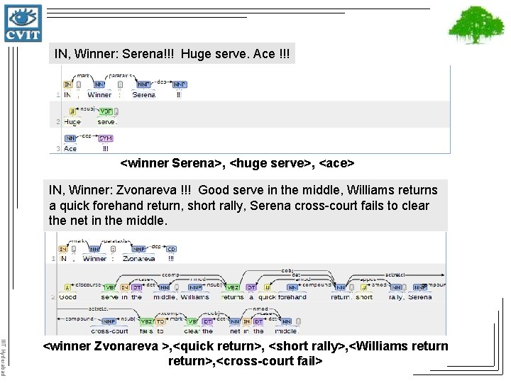 IN, Winner: Serena!!! Huge serve. Ace !!! <winner Serena>, <huge serve>, <ace> IN, Winner: