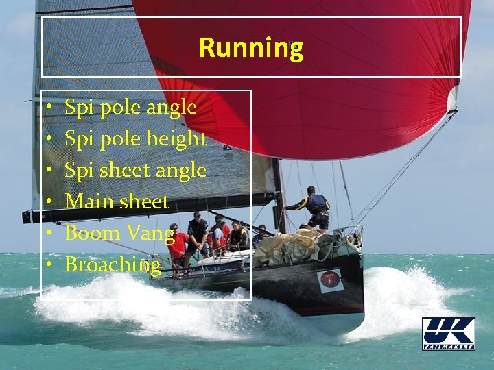 Running • • • Spi pole angle Spi pole height Spi sheet angle Main
