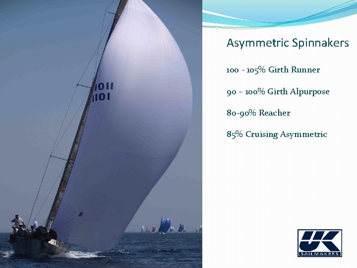 Asymmetric Spinnakers 100 - 105% Girth Runner 90 – 100% Girth Alpurpose 80 -90%