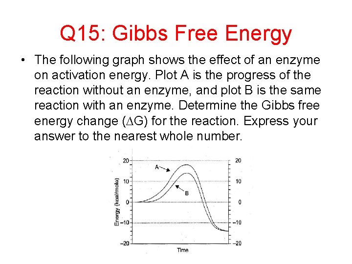 Q 15: Gibbs Free Energy • The following graph shows the effect of an