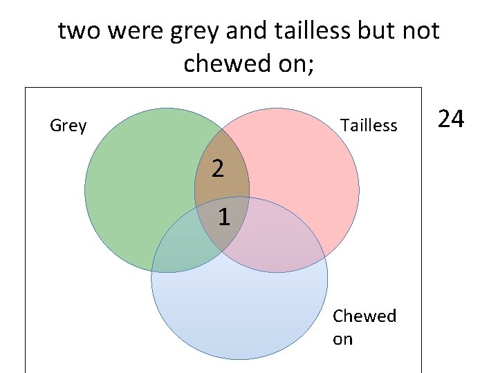 two were grey and tailless but not chewed on; Grey Tailless 2 1 Chewed