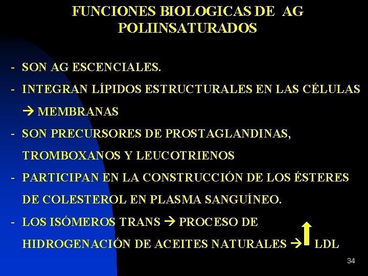 FUNCIONES BIOLOGICAS DE AG POLIINSATURADOS - SON AG ESCENCIALES. - INTEGRAN LÍPIDOS ESTRUCTURALES EN