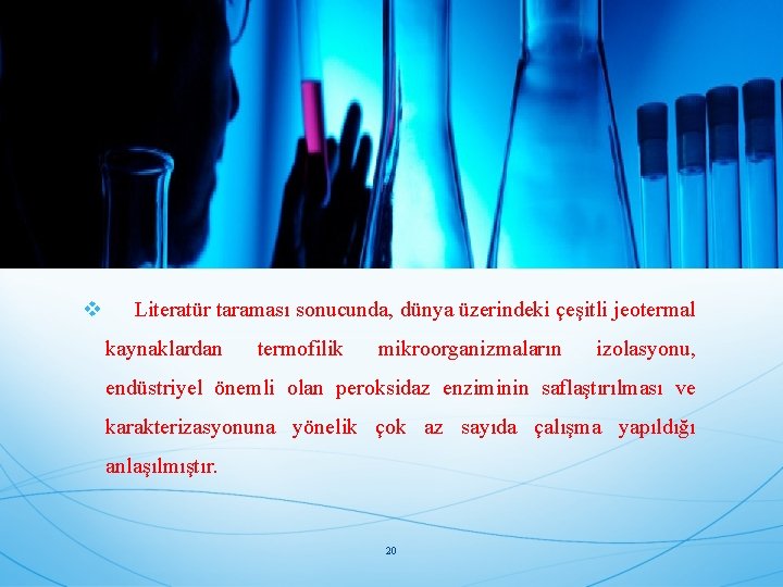 v Literatür taraması sonucunda, dünya üzerindeki çeşitli jeotermal kaynaklardan termofilik mikroorganizmaların izolasyonu, endüstriyel önemli