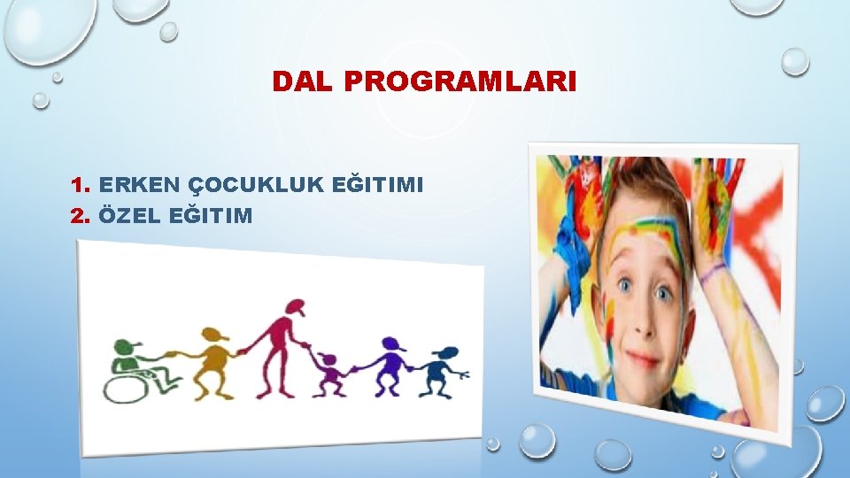 DAL PROGRAMLARI 1. ERKEN ÇOCUKLUK EĞITIMI 2. ÖZEL EĞITIM 