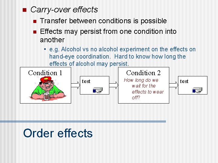 n Carry-over effects n n Transfer between conditions is possible Effects may persist from