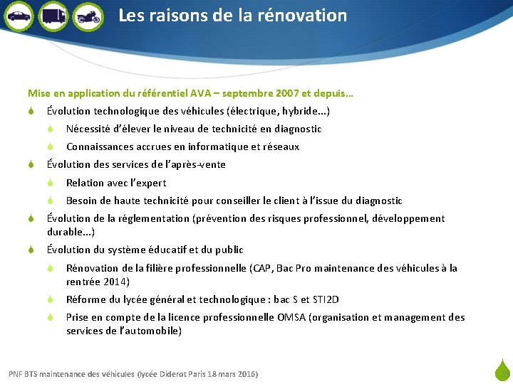 Les raisons de la rénovation Mise en application du référentiel AVA – septembre 2007