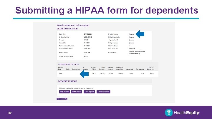 Submitting a HIPAA form for dependents 26 