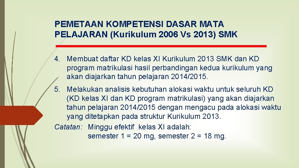 PEMETAAN KOMPETENSI DASAR MATA PELAJARAN (Kurikulum 2006 Vs 2013) SMK 4. Membuat daftar KD PEMETAAN KOMPETENSI DASAR MATA PELAJARAN (Kurikulum 2006 Vs 2013) SMK 4. Membuat daftar KD