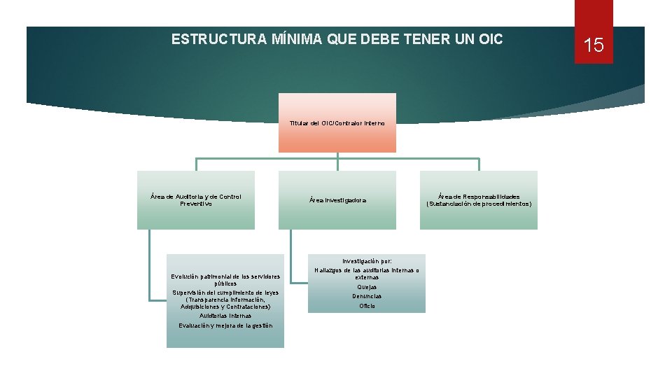 ESTRUCTURA MÍNIMA QUE DEBE TENER UN OIC Titular del OIC/Contralor Interno Área de Auditoria