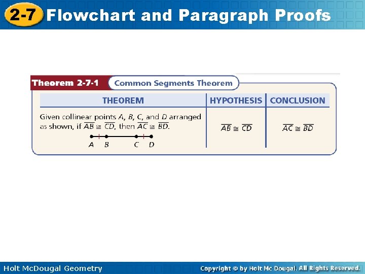 2 -7 Flowchart and Paragraph Proofs Holt Mc. Dougal Geometry 