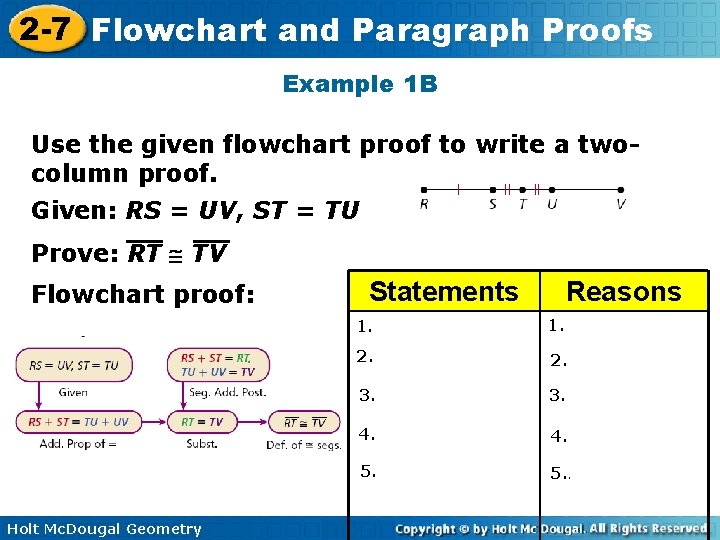 2 -7 Flowchart and Paragraph Proofs Example 1 B Use the given flowchart proof