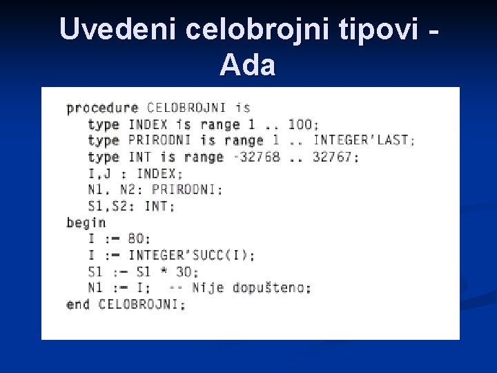 Uvedeni celobrojni tipovi Ada 