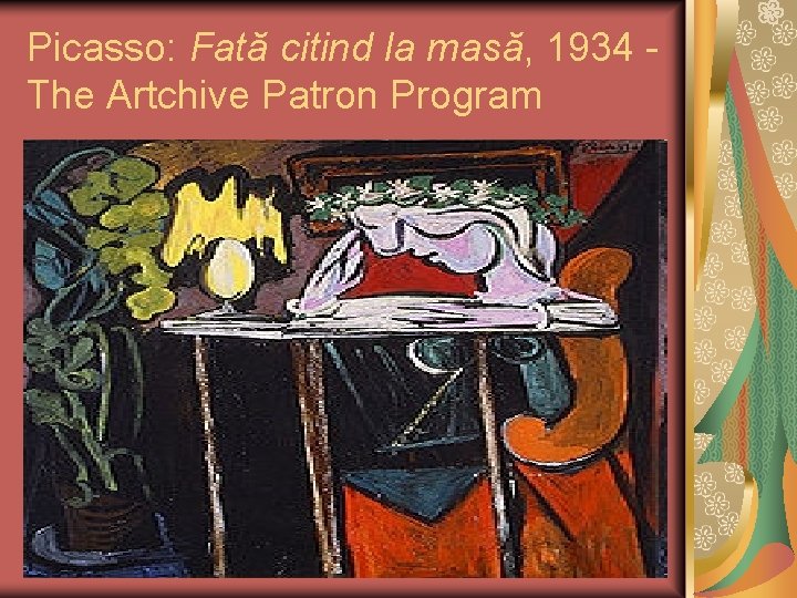 Picasso: Fată citind la masă, 1934 The Artchive Patron Program 