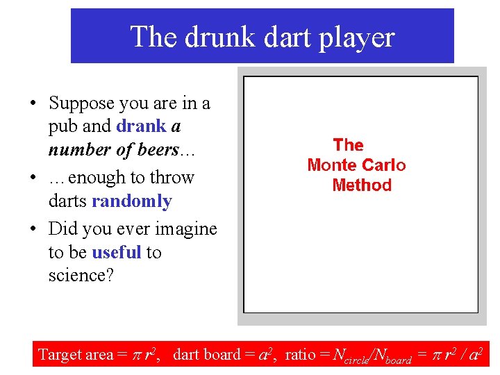 The drunk dart player • Suppose you are in a pub and drank a