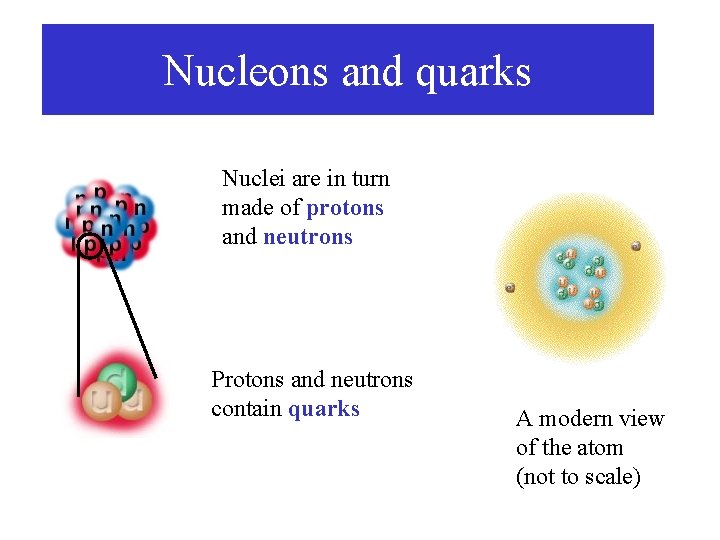 Nucleons and quarks Nuclei are in turn made of protons and neutrons Protons and