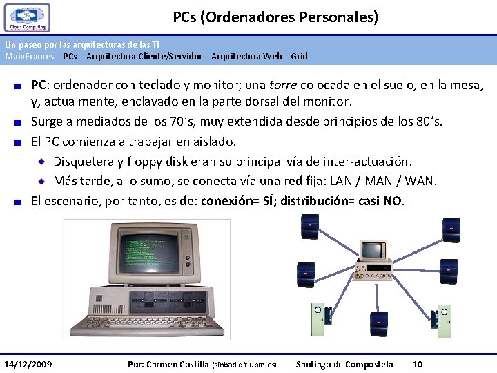 PCs (Ordenadores Personales) Un paseo por las arquitecturas de las TI Main. Frames –