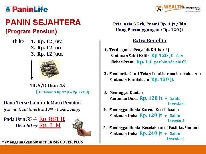 PANIN SEJAHTERA (Program Pensiun) Th ke 1. Rp. 12 Juta 2. Rp. 12 Juta