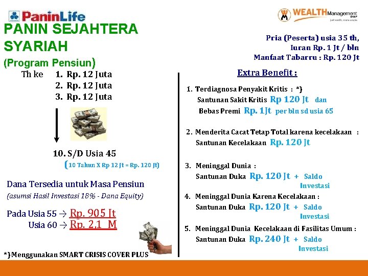 PANIN SEJAHTERA SYARIAH (Program Pensiun) Th ke 1. Rp. 12 Juta 2. Rp. 12