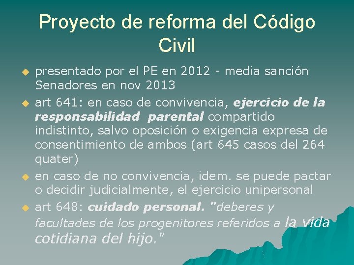 Proyecto de reforma del Código Civil u u presentado por el PE en 2012