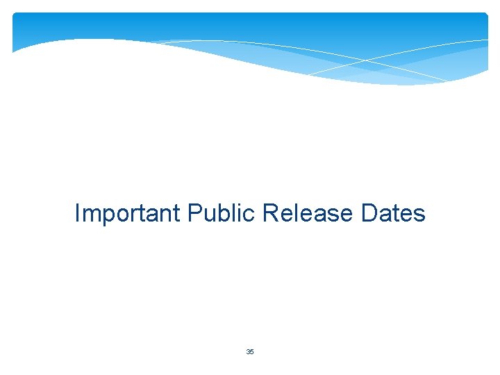 Important Public Release Dates 35 