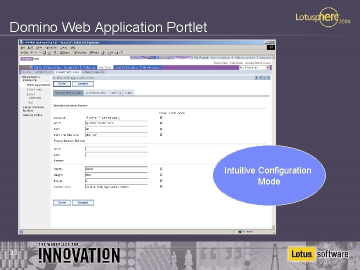 Domino Web Application Portlet Intuitive Configuration Mode 33 