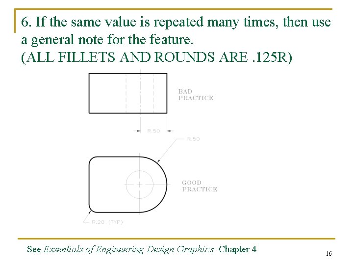 6. If the same value is repeated many times, then use a general note