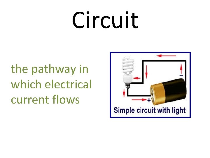 Circuit the pathway in which electrical current flows 