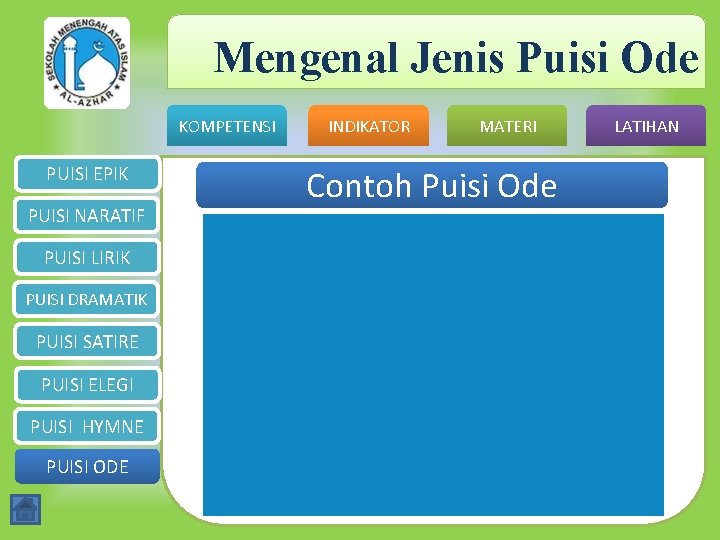 Mengenal Jenis Puisi Ode KOMPETENSI PUISI EPIK PUISI NARATIF PUISI LIRIK PUISI DRAMATIK PUISI