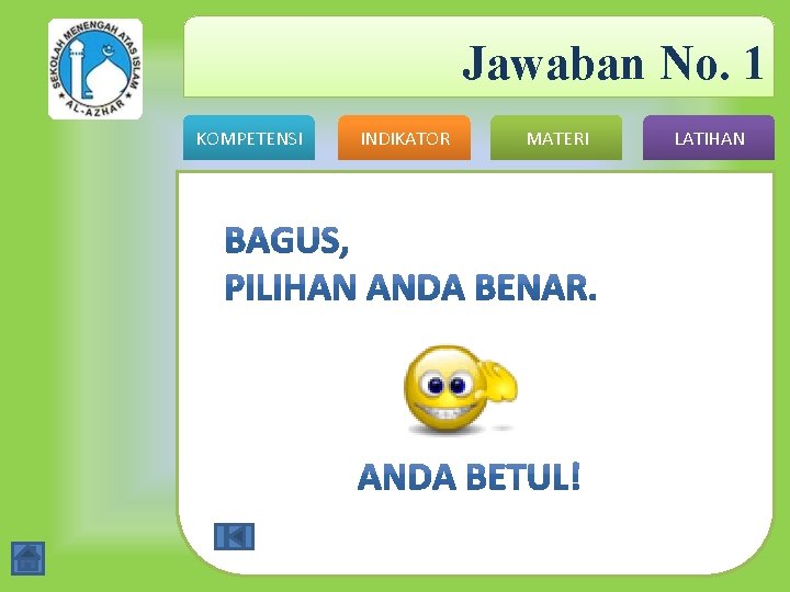 Jawaban No. 1 KOMPETENSI INDIKATOR MATERI LATIHAN 