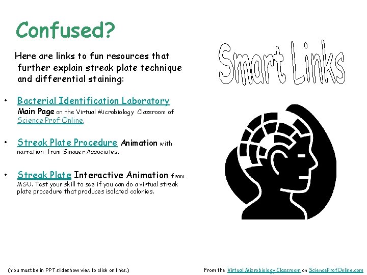 Confused? Here are links to fun resources that further explain streak plate technique and