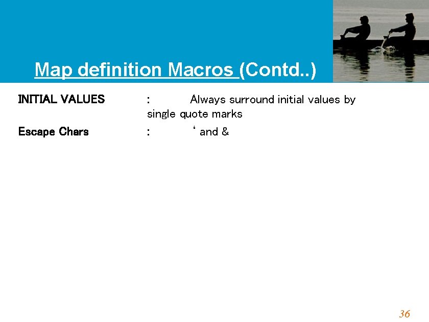 Map definition Macros (Contd. . ) INITIAL VALUES Escape Chars : Always surround initial