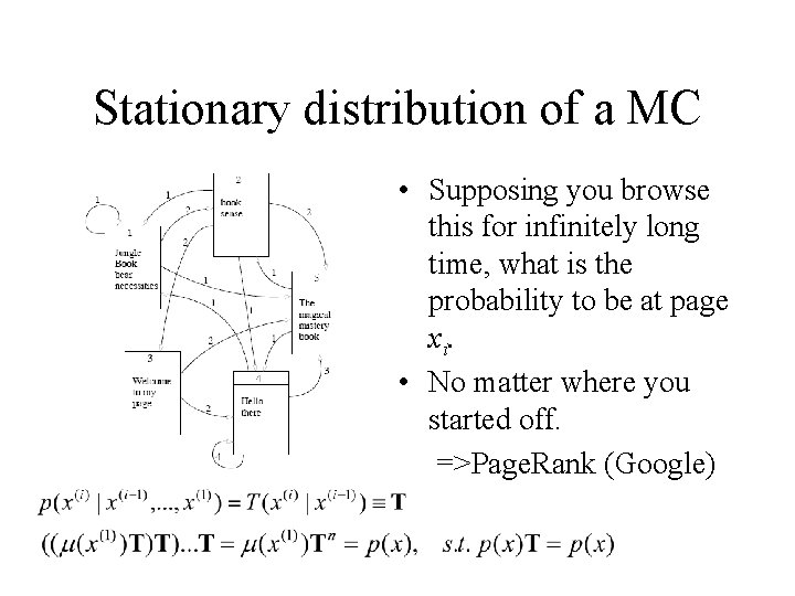 Stationary distribution of a MC • Supposing you browse this for infinitely long time,