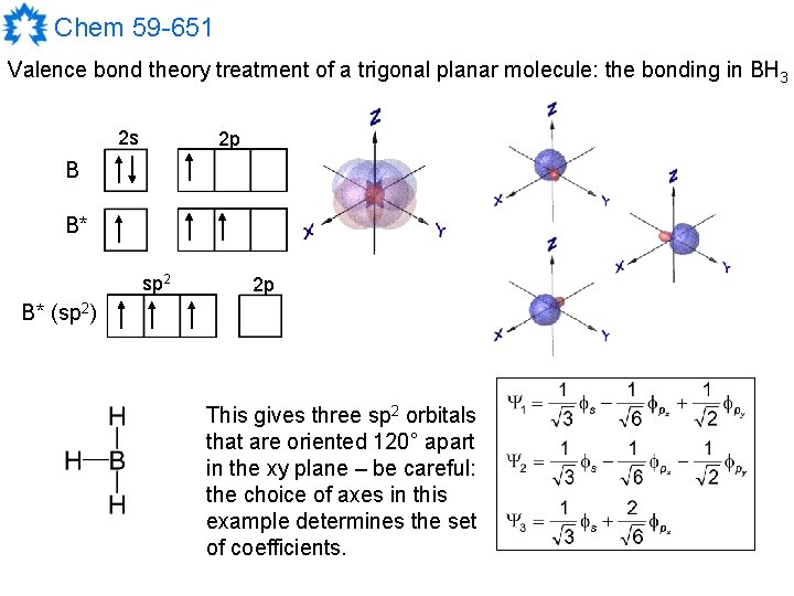 Chem 59 -651 Valence bond theory treatment of a trigonal planar molecule: the bonding