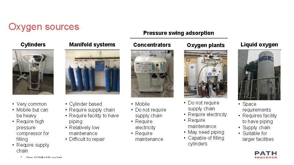 Oxygen sources Cylinders • Very common • Mobile but can be heavy • Require