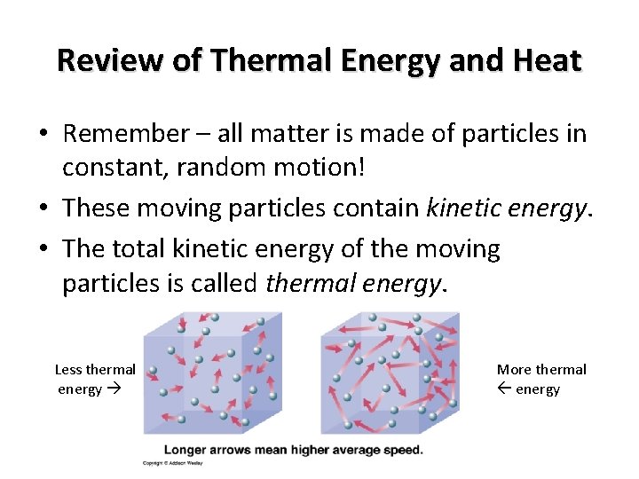 Review of Thermal Energy and Heat • Remember – all matter is made of