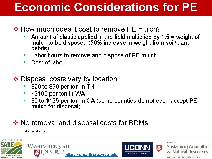 Economic Considerations for PE v How much does it cost to remove PE mulch?