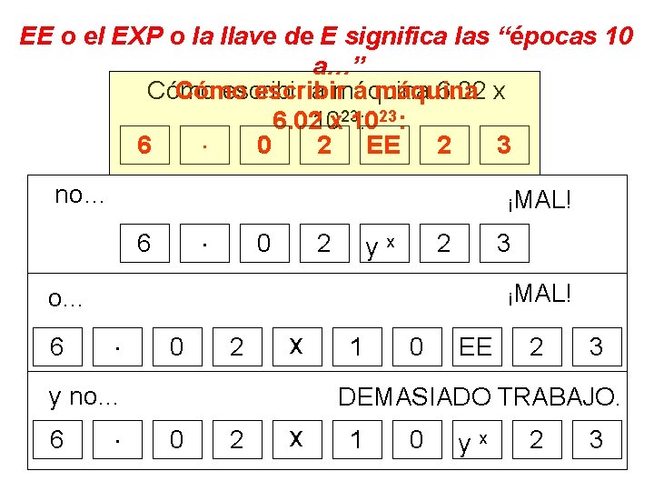 EE o el EXP o la llave de E significa las “épocas 10 a…”