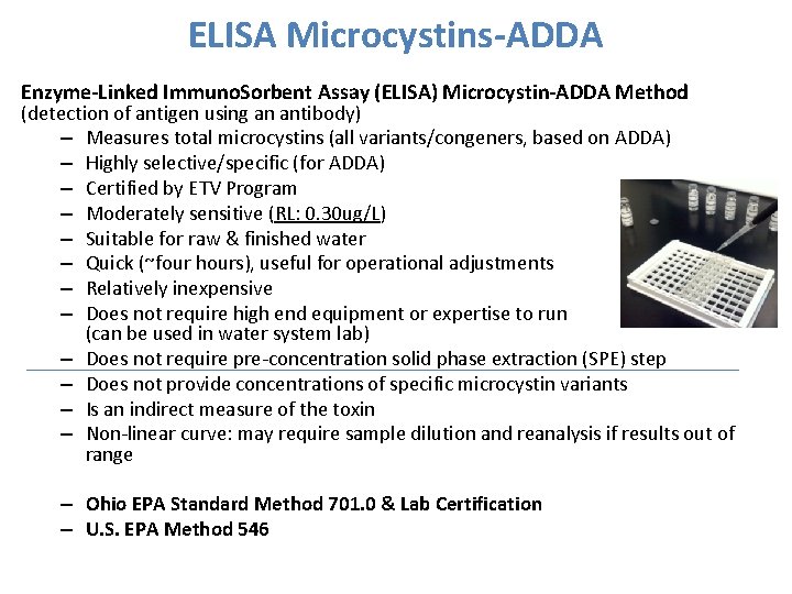 ELISA Microcystins-ADDA Enzyme-Linked Immuno. Sorbent Assay (ELISA) Microcystin-ADDA Method (detection of antigen using an