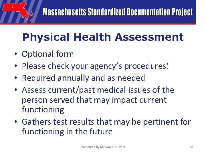Physical Health Assessment Optional form Please check your agency’s procedures! Required annually and as