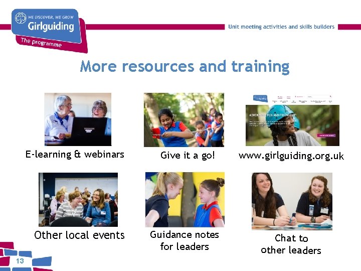 More resources and training E-learning & webinars Other local events 13 Give it a