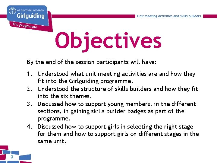 Objectives By the end of the session participants will have: 1. Understood what unit