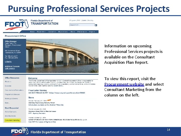 Pursuing Professional Services Projects Information on upcoming Professional Services projects is available on the