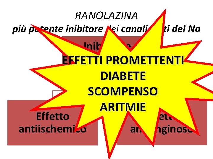 RANOLAZINA più potente inibitore dei canali lenti del Na Inibizione Selettiva della EFFETTI PROMETTENTI