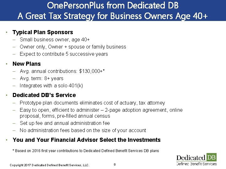 One. Person. Plus from Dedicated DB A Great Tax Strategy for Business Owners Age